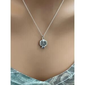 Sterling Silver Pomegranate Charm Necklace, Silver Textured Pomegranate Necklace